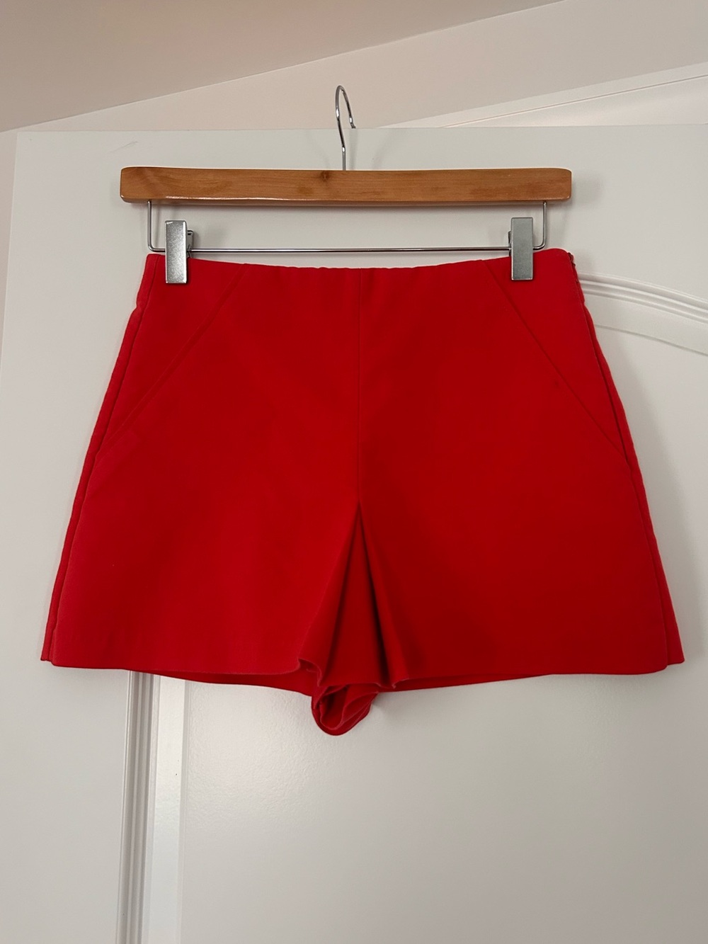 ZARA red skort with v shaped detail